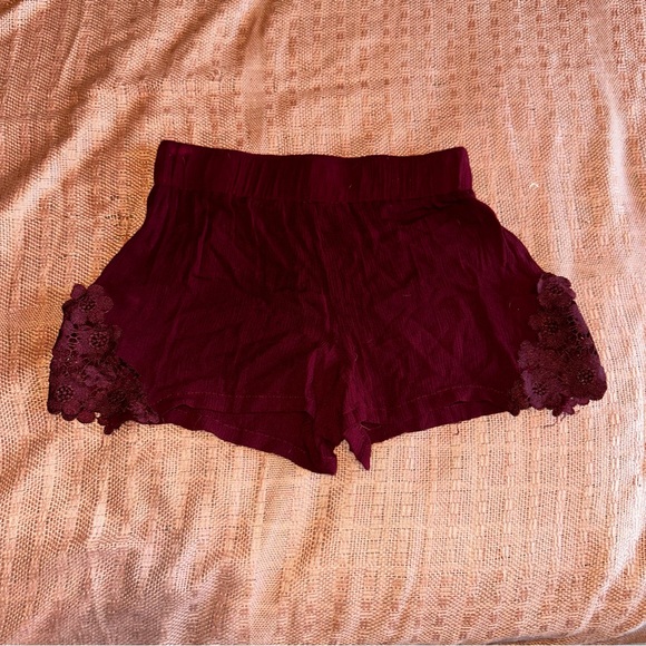 shosho Pants - Burgundy Lace Flowy Shorts